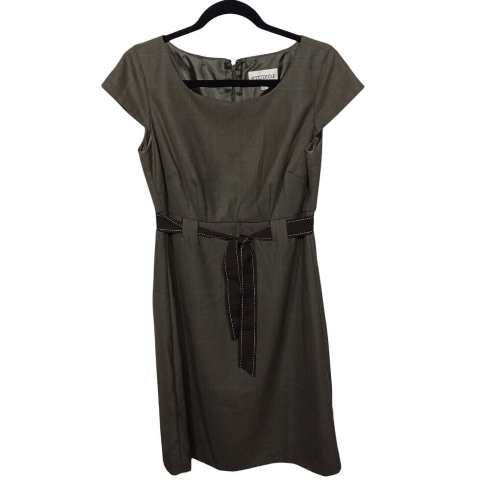 Studio I Dress Womens 6 Classic Sheath Belted Career Office Business